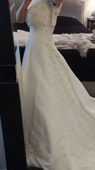 Gloria Vanderbilt Vintage White Wedding Dress With Tags Short Sleeves