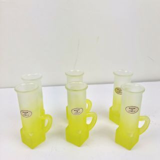 Set Of 6 : Made In Italy Frosted Limoncello Yellow Vintage Shot Glass Glasses
