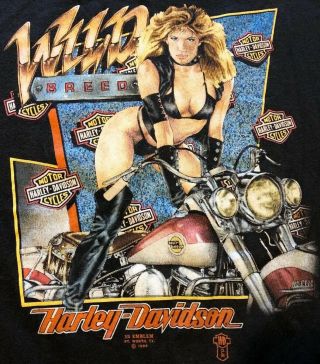 Medium Vintage 1988 3d Emblem Harley Davidson Wild Breed Green River Wy Shirt
