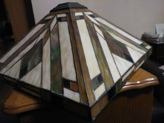 Vintage Mission Arts & Crafts Tiffany Style Glass Lamp Shade - Look