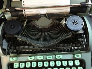 Vintage Hermes 3000 Portable Typewriter Case Seafoam 60’s Brushes 5