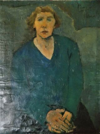 Constant Permeke 1936 Rare Signed Huge Portrait Oil On Canvas - Belgium