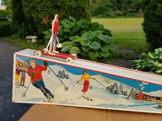 Vintage 1950s Wolverine Tin Litho Sun Valley Ski Jumper Toy & Skier