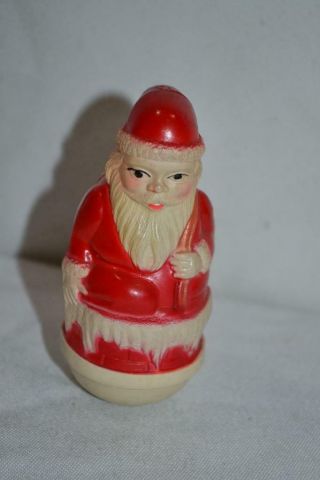 Vintage Roly Poly Celluloid Santa Claus Childrens Baby Toy