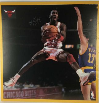 Michael Jordan Signed Autographed 24x24 Vintage Bulls Poster Jsa