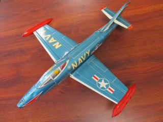Vintage Tin Litho Friction U.  S.  Navy Jet - F8a Fighter Plane Unmarked