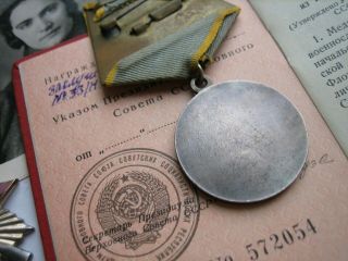 SOVIET WWII Award ORDER Patriotic War 2nd cl & Military MEDAL SET FOR WOMAN,  DOC 7