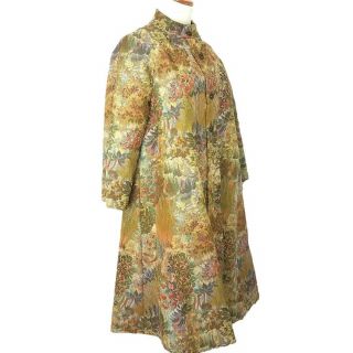 Vintage Vogue Couture Design Swing Coat Sz M Tapestry Mandarin Collar Lined 2