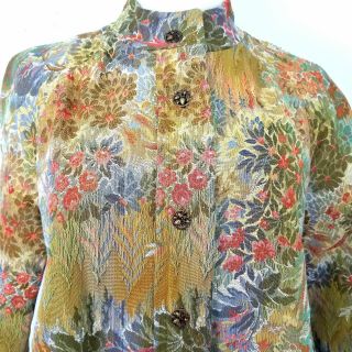 Vintage Vogue Couture Design Swing Coat Sz M Tapestry Mandarin Collar Lined 5