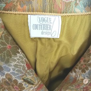 Vintage Vogue Couture Design Swing Coat Sz M Tapestry Mandarin Collar Lined 8