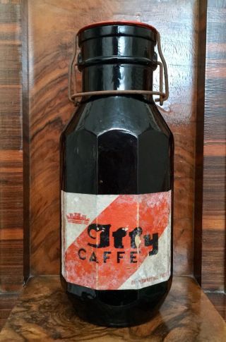Vintage 1940s Illy CaffÈ Coffee Glass Jar Canister