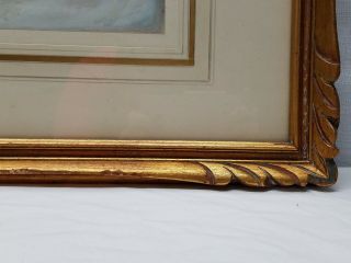 Vintage Antique Watercolor Painting Gold Gilt Wood Frame Cherry Blossom Flowers 4