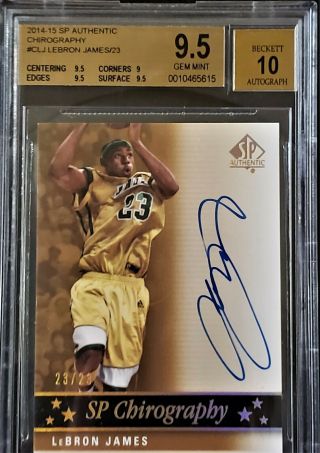 LEBRON JAMES POP 1 JERSEY 23 BGS 9.  5/10 AUTOGRAPH 2014/15 SP CHIROGRAPHY RARE 3