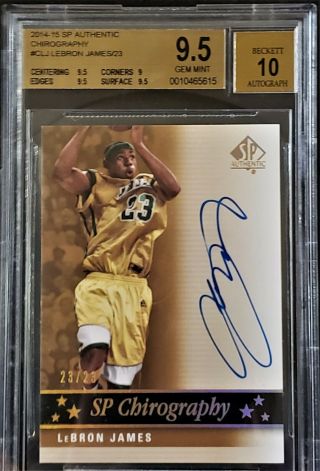 LEBRON JAMES POP 1 JERSEY 23 BGS 9.  5/10 AUTOGRAPH 2014/15 SP CHIROGRAPHY RARE 5