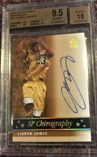 LEBRON JAMES POP 1 JERSEY 23 BGS 9.  5/10 AUTOGRAPH 2014/15 SP CHIROGRAPHY RARE 8