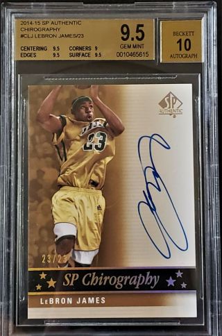 LEBRON JAMES POP 1 JERSEY 23 BGS 9.  5/10 AUTOGRAPH 2014/15 SP CHIROGRAPHY RARE 9