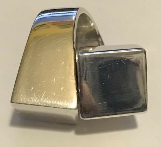 Pianegonda Italy Huge Sterling Silver Heavy Statement Brutalist Cocktail Ring 2