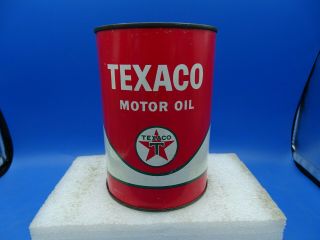 Vintage Metal Texaco 1 Quart Motor Oil Can Nice
