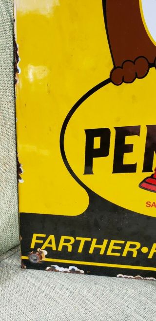 PENNZOIL OIL WISE porcelain sign store can display rack plate vintage brand 6