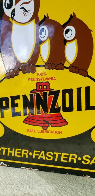 PENNZOIL OIL WISE porcelain sign store can display rack plate vintage brand 7