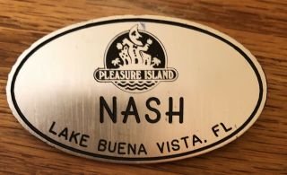 Disney World Pleasure Island Adventurers Club Vintage Nametag Pin Button Rare