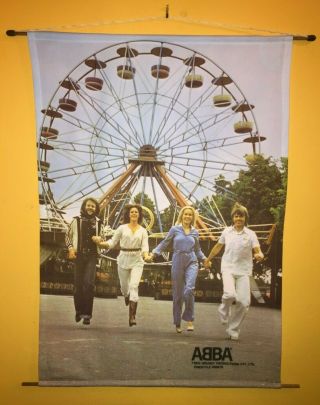 Abba: Rare Official Reg Grundy Aussie/oz Vintage Cloth Wall Scroll - 1976 - 1