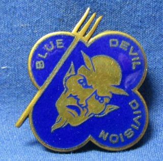 Wwii Italian Made 88th Infantry Division Blue Devils Di Unit Crest Pin Very Rare