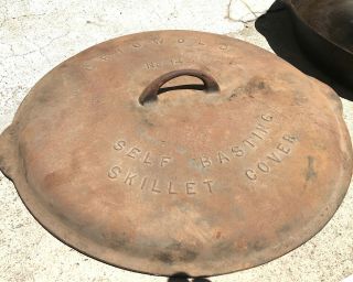VINTAGE GRISWOLD NO 14 CAST IRON RAISED LETTERS SKILLET WITH COVER 3