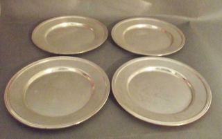 Four Sterling Silver Bread Or Desert Plates Marked Sterling 2529 7.  67 Troy Oz