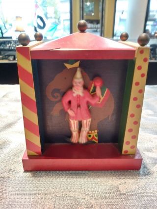 Vintage Reuge Wind Up Dancing Circus Clown Music Box Made In Switzerland