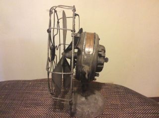 Antique 1890s G.  E.  Brass Blade And Cage Pancake Motor Fan AC Motor 2
