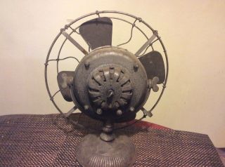 Antique 1890s G.  E.  Brass Blade And Cage Pancake Motor Fan AC Motor 3