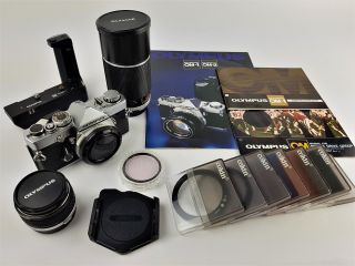 Olympus Om - 1 35mm Slr Film Camera - Vintage Bundle W/ 2 Lenses 50mm,  200mm