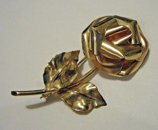 Pretty Vintage 1980s Italy 14k Rose And Yellow Gold 2.  5 " Rose 3d Flower Pin 10g