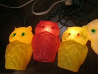 Vintage Retro NOMA Owl Party Lites String 7 Camping Rv Patio Blow Mold Lights 6