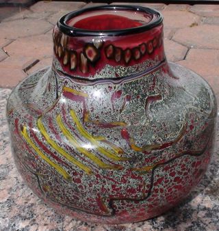 Tony Jojola Blown Art Glass Vase Rare Signed