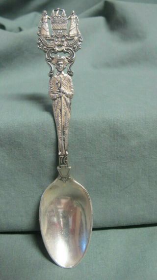 Vntg Sterling Silver Souvenir Spoon Bailey Banks & Biddle Full Figure Handle
