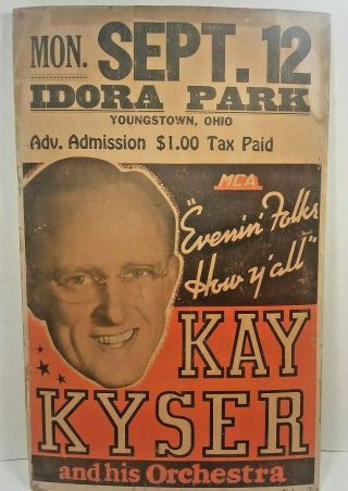 Vintage Kay Keyser & His Orchestra Performance Advertising Poster Youngstown