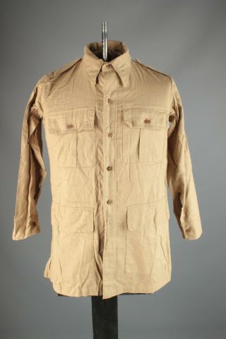 Vtg Nos 40s Wwii British Indian Aertex Cotton Khaki Bush Jacket S Short Ww2 7054