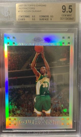 2007 - 08 Kevin Durant Topps Chrome Refractor Rookie Bgs 9.  5 Rare 363/1499
