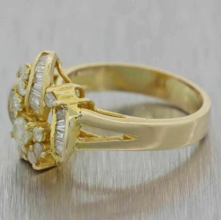 Vintage Estate 14k Yellow Gold 1.  00ctw Round Baguette Diamond Cocktail Ring 3