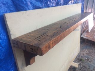 Antique Reclaimed Pecky Cypress Lumber Fire Place Mantel/ Shelf With Corbels,