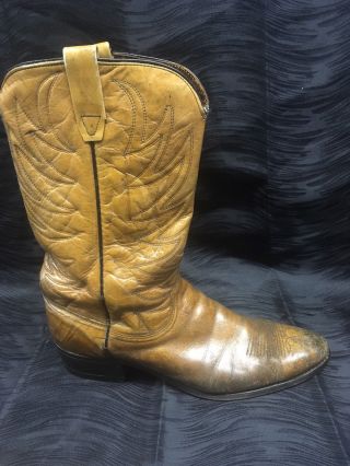 Vintage Tan Brown Wrangler Cowboy Boots Mens 11.  5 B Western Leather 2