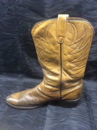 Vintage Tan Brown Wrangler Cowboy Boots Mens 11.  5 B Western Leather 3