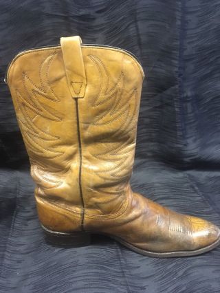 Vintage Tan Brown Wrangler Cowboy Boots Mens 11.  5 B Western Leather 4