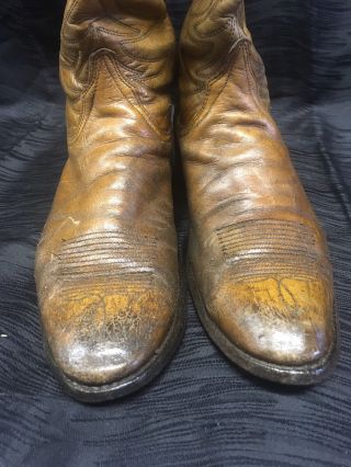 Vintage Tan Brown Wrangler Cowboy Boots Mens 11.  5 B Western Leather 7