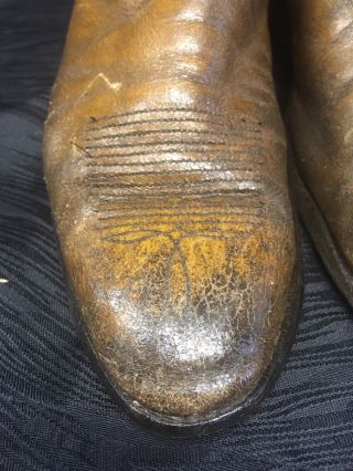 Vintage Tan Brown Wrangler Cowboy Boots Mens 11.  5 B Western Leather 8