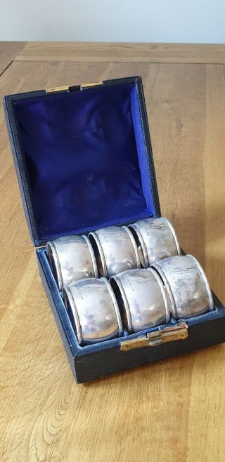 Boxed Set Of 6 Solid Silver Napkin Rings - Colen Hewer Cheshire Birmingham 1874