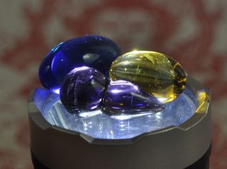 3 Leklai Kaew Natural Glass Metal Charms Crystal Thai Amulet Lek Lai Cave