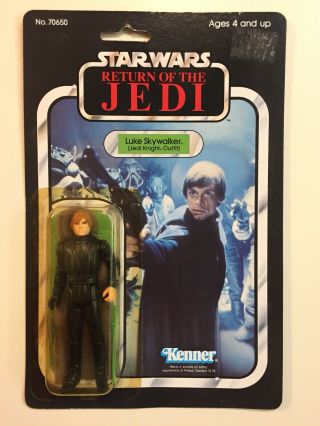 Vintage Star Wars Luke Jedi Knight Snap Cape Molded Face 65a Back Moc Rare